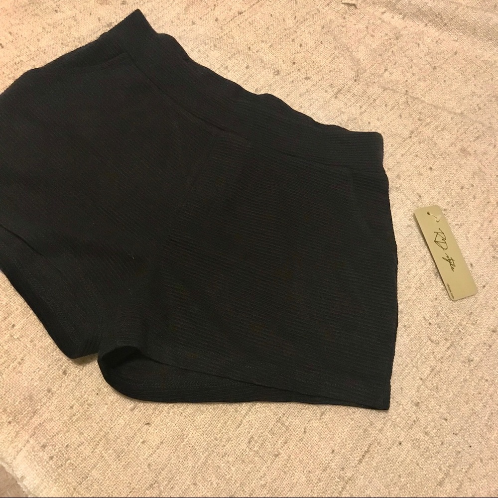 Black Ribbed Shorts